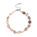 Irregular rutilated quartz beaded bracelet with gold spacers and adjustable silver clasp - Rutilated Quartz