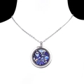 Collana in acciaio inossidabile argento con ciondolo tondo e pietre di lapislazzuli blu - Lapislazzulo