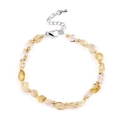 Irregular natural yellow citrine gravel bracelet with silver clasp and gold spacers - Citrine
