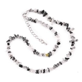 Irregular natural black rutilated quartz beaded necklace with adjustable silver lobster clasp - Black Rutilated Quartz