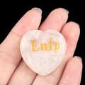 Pink rose quartz heart stone with golden ENFP engraving for MBTI personality gifts - Campaigner/Enfp