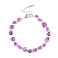Natural irregular purple amethyst chip stone bracelet with silver adjustable lobster clasp - Purple Emerald