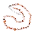 Irregular natural amethyst and agate stone beaded necklace with adjustable metal clasp - Rutilated Quartz