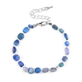 Irregular blue kyanite stone bracelet with adjustable silver extension chain - Blue Goldstone