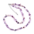 Irregular amethyst stone beaded necklace with adjustable silver extension chain and lobster clasp - Lilac Stone