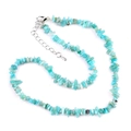 Sky blue and green natural stone chip necklace with silver lobster clasp and chain - Amazonite