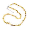 Light yellow-green natural gemstone chip necklace with silver lobster clasp and chain - Yellow Opal