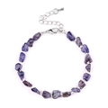 Irregular purple amethyst and blue crystal stone bead bracelet with silver lobster clasp - Bloodshot Iolite