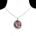 Collana minimalista con pendente tondo in vetro riempito di pietre di tormalina colorate - Tormalina