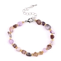 Irregular amethyst and quartz beaded bracelet with gold spacer beads and lobster clasp - Aurora Stone