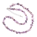 Natural purple amethyst and agate irregular stone bead necklace with silver lobster clasp - Purple Ghost