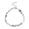 Irregular natural rutilated quartz gemstone beaded bracelet with adjustable lobster clasp - Tourmalinated Quartz