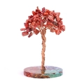 Naturstein-Lebensbaum aus rotem Jaspis mit Messingdraht und Edelstein-Harzsockel - Roter Jaspis-Stil / Roter Jaspis