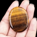 Polished tiger eye worry stone with natural golden brown stripes and chatoyant texture - Tiger's Eye