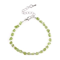 Irregular green peridot chip bead bracelet with silver spacers and adjustable lobster clasp - Peridot