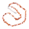 Orange red agate irregular stone necklace with adjustable lobster clasp chain - Red Rabbit Hair Quartz