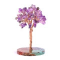 Handgefertigter Amethyst Edelsteinbaum mit Kupferdraht und buntem Harzsockel - Amethyst-Stil / Amethyst