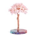 Handgefertigter Rosenquarz-Kristallbaum mit Kupferdraht und Chakra-Harzbasis - Rosenquarz-Stil / Rosenquarz