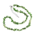 Natural green peridot irregular stone bead necklace with adjustable silver clasp - Jasper