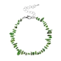 Adjustable green irregular stone beaded bracelet with silver lobster clasp and extension - Green Diopside