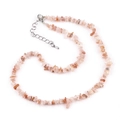 Irregular natural pink strawberry crystal beaded necklace with adjustable silver chain - Orange Sunstone