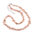 Natural orange moonstone irregular gravel beaded necklace with silver adjustable chain - Gold Sunstone