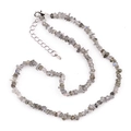 Irregular Labradorite stone chip necklace with silver lobster clasp and extension chain - Dark Labradorite