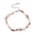 Irregular rutilated quartz stone bracelet with gold spacers and adjustable chain - Freeform Black Gold