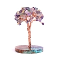 Handgefertigter Edelsteinbaum mit bunten Kristallen und dekorativer Chakra-Harzbasis - Fluorit