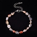 Irregular natural amethyst and tourmaline beaded bracelet with adjustable silver clasp - Freeform Red Glue