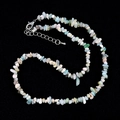Necklace with light blue and green natural crushed stones and adjustable alloy chain - Amazonite