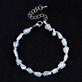 Irregular light blue crystal stone bracelet with silver beads and adjustable clasp - Aquamarine