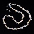 Natural irregular multi-color amethyst and agate beaded necklace with silver clasp - Morganite