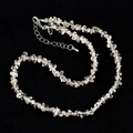 Adjustable necklace with natural clear quartz irregular gravel stones and silver clasp - Citrine
