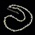 Natural light green irregular stone beaded necklace with adjustable silver clasp - Prehnite