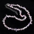 Irregular natural amethyst beaded necklace with adjustable silver clasp on black texture - Super Seven