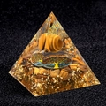 Tiger eye stone Orgonite pyramid with tree of life and gold foil energy crystal decor - Standard Type / Tiger's Eye (B3)