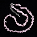 Irregular natural pink crystal quartz chip stone necklace with silver lobster clasp and chain - Madagascar Rose Quartz