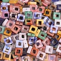 Mixed natural crystal and agate hollow square beads for DIY necklace jewelry making - Random Color