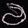 Irregular rose quartz beaded necklace with adjustable silver lobster clasp and chain - Rose Quartz