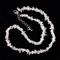Minimalist amethyst agate necklace with irregular translucent white and grey stone beads - Silver Moonstone