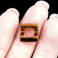 Natural tiger eye hollow square bead with golden silky texture and polished finish - Tiger's Eye