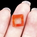 Hollow square orange red agate loose bead accessory for DIY jewelry necklaces - Red Agate