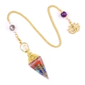 Orgon-Pendel mit bunten Kristallsteinen, Goldkette und Lotusblumen-Anhängern - Lotus Meditation Figur (5905833683270) / Mehrfarbig Gold
