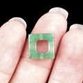 Square green natural agate stone bead with hollow center for DIY necklace making - Green Aventurine