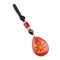 Portachiavi a goccia in diaspro rosso con runa vichinga Vegvisir e corda intrecciata - Diaspro Rosso (Bussola)