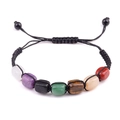 Pulsera ajustable tejida a mano de siete chakras con cristales naturales de colores - Pulsera trenzada multicolor