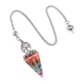 Pendolo chakra in resina con cristalli naturali multicolore e ciondolo albero della vita - Multicolore Albero della Vita