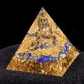 6cm Orgone Pyramid with Ganesha, Lapis Lazuli stones and gold foil in resin - Shiva Lapis Lazuli Style