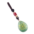 Portachiavi a goccia in avventurina verde con simbolo Vegvisir dorato e perle - Avventurina Verde (Bussola)